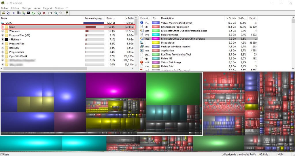 フォルダーとファイルが使用しているディスク容量を確認する